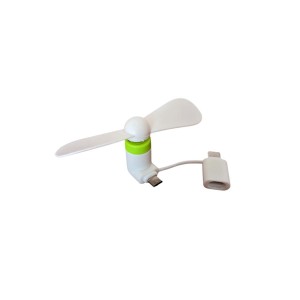 Портативний міні вентилятор Type C + Micro USB Білий