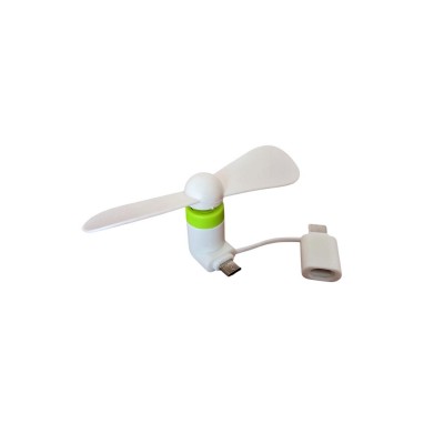 Портативний міні вентилятор Type C + Micro USB Білий