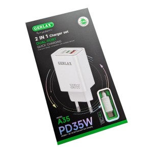Зарядний пристрій USB+Type C 35W + Кабель Type C-Type C